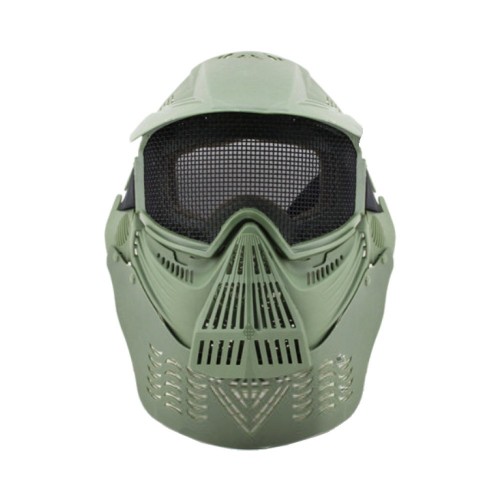 WoSport Full face mask with neck gard (OD), Gear up for maximum protection on the field with the WOSPORT Whole Face Mask in classic Olive Drab